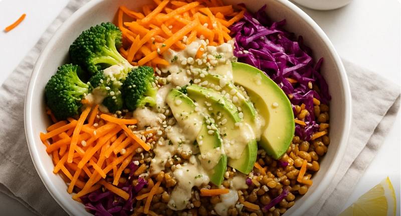 Lentil Rainbow Bowl with Lemon-Tahini